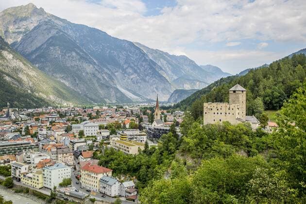Austria, Tyrol, Landeck with Landeck Castle  AIF00558