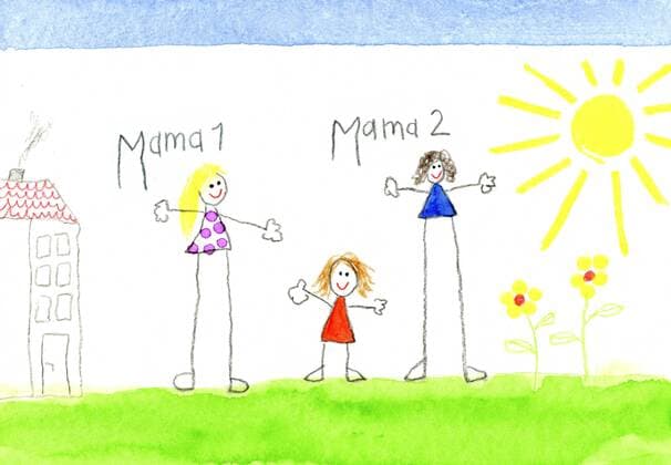Children s drawing of lesbian couple and little girl property released  CMF00719