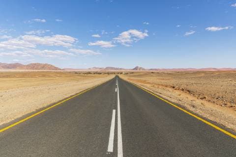 Africa, Namibia, Namib desert, Naukluft National Park, empty road to Sossusvlei  FOF10068