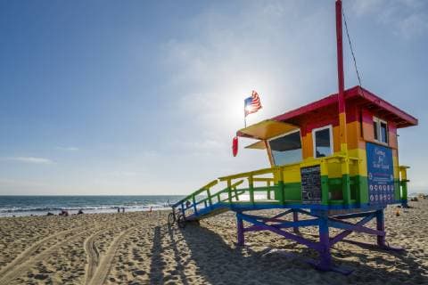 View of Lifeguard Watchtower on Venice Beach, Los Angeles, California, United States of America, North America Copyright: FrankxFell 844-17065 Editorial Use Only