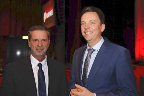 Jürgen Fried and Tobias Hans at the 8th Günter Rohrbach Film Award 2018 in the Neue Gebläsehalle Neunkirchen Neunkirchen 02 11 2018 Foto:xP.xBackx xFuturexImage