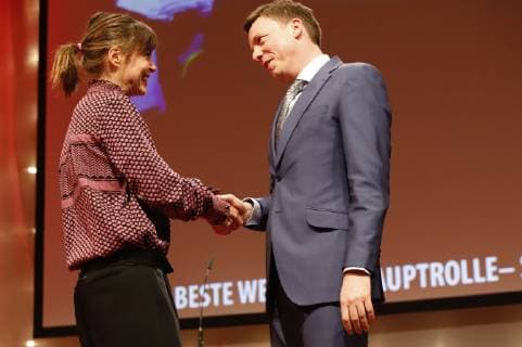 Susanne Wolff and Tobias Hans at the 8th Günter Rohrbach Film Award 2018 in the Neue Gebläsehalle Neunkirchen Neunkirchen 02 11 2018 Foto:xP.xBackx xFuturexImage