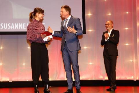 Susanne Wolff Tobias Hans and Peter Lohmeyer at the 8th Günter Rohrbach Film Award 2018 in the Neue Gebläsehalle Neunkirchen Neunkirchen 02 11 2018 Foto:xP.xBackx xFuturexImage
