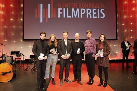 Aaron Hilmer Luna Wedler Franz Rogowski Thomas Stuber Susanne Wolff and Mia Spengler at the 8th Günter Rohrbach Film Award 2018 in the Neue Gebläsehalle Neunkirchen Neunkirchen 02 11 2018 Foto:xP.xBackx xFuturexImage
