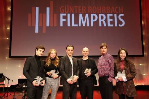 Aaron Hilmer Luna Wedler Franz Rogowski Thomas Stuber Susanne Wolff and Mia Spengler at the 8th Günter Rohrbach Film Award 2018 in the Neue Gebläsehalle Neunkirchen Neunkirchen 02 11 2018 Foto:xP.xBackx xFuturexImage