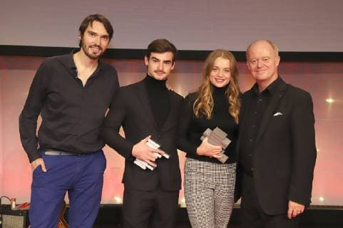 Aron Lehmann Aaron Hilmer Luna Wedler and Thomas Kleist at the 8th Günter Rohrbach Film Award 2018 in the Neue Gebläsehalle Neunkirchen Neunkirchen 02 11 2018 Foto:xP.xBackx xFuturexImage