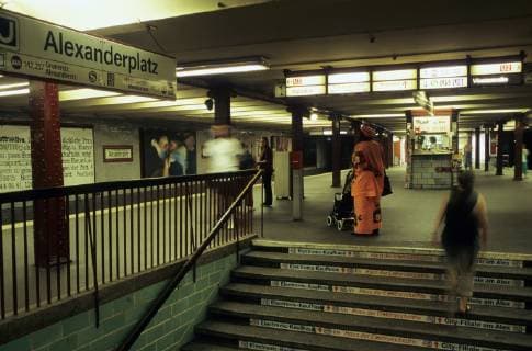 Passengers at U Bahnhof Alexanderplatz in Berlin Admission date estimated U Bahnhof Alexanderplatz in Berlin