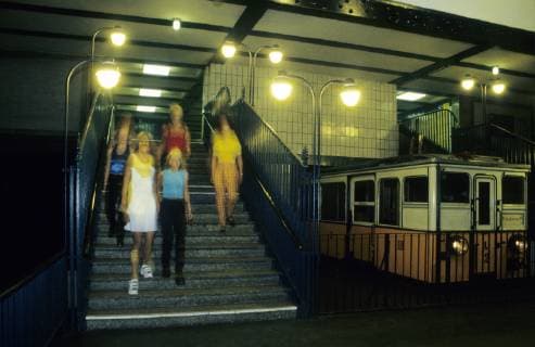 Young women on the Berlin underground station Klosterstrasse recording date estimated Partygoers in Berlin