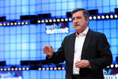 November 6, 2018 - Lisbon, Portugal - Mayor of Athens Georgios Kaminis speaks after the announce of Athens as the winner of the European Capital of Innovation prize during the Web Summit 2018 in Lisbon, Portugal on November 6, 2018. Lisbon Portugal - ZUMAf123 20181106_zap_f123_003 Copyright: xPedroxFiuzax