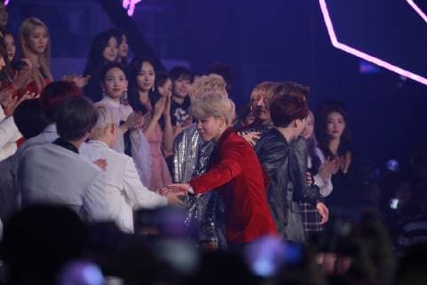 Members of South Korean boy band BTS, also known as the Bangtan Boys perform during the 2018 MBC Plus X Genie Music Awards (2018 MGA) in Seoul, South Korea, 6 November 2018. BTS wins Best Artist of the Year at 2018 MGA  20181106_55328