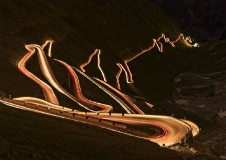 Pass road Stilfser Joch in South Tyrol Italy Night shot Copyright: xMEVx ALLMV145035