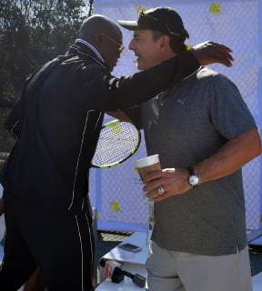 FORT LAUDERDALE, FL - NOVEMBER 09: Sex In The City Actor Seal, Chris Noth playing tennis on November 9, 2018, in Fort Lauderdale, Florida...People: Seal, Chris Noth Fort Lauderdale United States Of America - ZUMAs214 20181109_zba_s214_031 Copyright: xSMGx