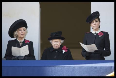 . 11 11 2018. London, United Kingdom. The Queen , Duchess of Cornwall and Duchess of Cambridge at the Remembrance Sunday service at The Cenotaph in London on the Centenary of the end of the First World War.  xStephenxLockx xi-Imagesx IIM-18825-0027