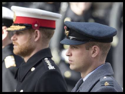 . 11 11 2018. London, United Kingdom. Prince William and Prince Harry at the Remembrance Sunday service at The Cenotaph in London on the Centenary of the end of the First World War.  xStephenxLockx xi-Imagesx IIM-18825-0030