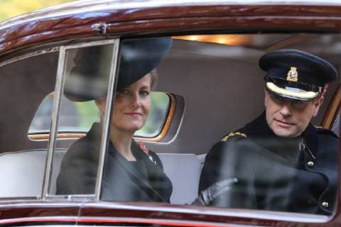 . 11 11 2018. London, United Kingdom. National Service of Remembrance. Prince Edward and Sophie Countess of Wessex along with members of the Royal Family travel from Buckingham Palace to the Cenotaph on Whitehall for Remembrance Service.  xDinendraxHariax xi-Imagesx IIM-18834-0033