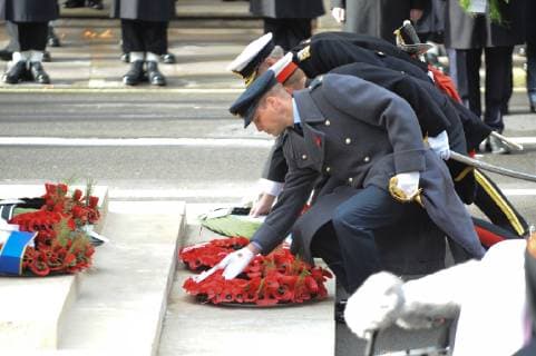 The National Service of Remembrance at the Cenotaph, London to remember those who have died from all conflicts since the First World War. The customary Two Minutes Silence is observed at 11.00 am. Following the Royal British Legion s Veterans March, 10,000 members of the public take part in A Nation s Thank You - The People s Procession. The procession past the Cenotaph is an opportunity for the public to give thanks to a generation who endured and sacrificed so much. NOVEMBER 11th 2018  TSTx184185