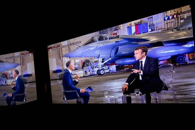 The interview on TV show TF1 of the President of the Republic Emmanuel Macron, from the Charles de Gaulle aircraft carrier, in France on November 14th, 2018.  Copyright: xAurelienxMorissardx