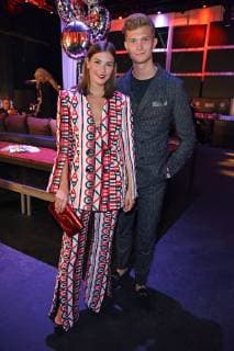 Nina Schwichtenberg with friend Patrick Kahlo at the BUNTE New Faces Award Style at Spindler Klatt in Berlin