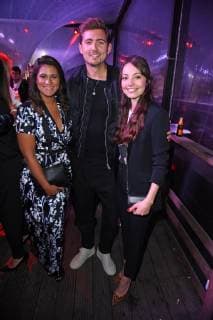 Steffi Brungs with friend Christian Wackert Julia Krueger at the BUNTE New Faces Award Style in Spindler Klatt in Berlin