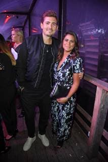 Steffi Brungs with friend Christian Wackert at the BUNTE New Faces Award Style at Spindler Klatt in Berlin