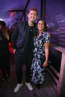 Steffi Brungs with friend Christian Wackert at the BUNTE New Faces Award Style at Spindler Klatt in Berlin