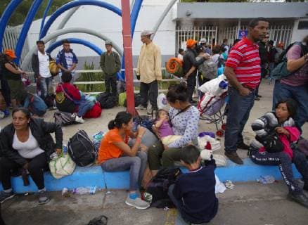 November 15, 2018 - San Diego, California, USA - Families with young children waited outside the temporary shelter set up at the Unidad Deportiva Benito Juarez, a municipal gym in Tijuana, hoping to get in for the evening. San Diego USA - ZUMAs44_ 20181115_zaf_s44_011 Copyright: xNelvinxC.xCepedax