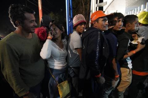 November 15, 2018 - San Diego, California, USA - At the temporary shelter set up at the Unidad Deportiva Benito Juarez in Tijuana, many migrants that arrived on Thursday as part of the central American migrant caravan wait outside hoping to get into the shelter. San Diego USA - ZUMAs44_ 20181115_zaf_s44_015 Copyright: xNelvinxC.xCepedax