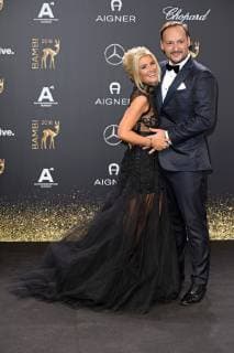 Jennifer Knaeble in Irene Luft with friend Felix Moese BAMBI 2018 Red carpet at the Theater am Potsdamer Platz in Berlin on 16 11 2018