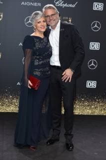 Birgit Schrowange with friend Frank Spothelfer BAMBI 2018 Red carpet at the Theater am Potsdamer Platz in Berlin on 16 11 2018