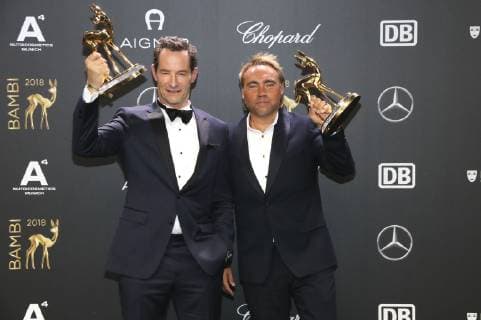 Johan Ernst Nilson and Sebastian Copeland at the 70 Bambi Awards 2018 at the Stage Theater am Potsdamer Platz Berlin 16 11 2018 Foto:xA.xBuggex xFuturexImage