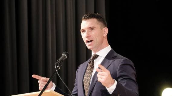 17 11 2018 xkhx Büdingen NPD in Büdingen Wetterau in the Willi Zinkmann Halle Europe party conference The chairman of the extreme right NPD Frank Franz is confirmed in his office