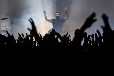 November 20, 2018 - EUM20181120ESP04.JPG.CIUDAD DE MEXICO Music Musica-Nine Inch Nails.- La banda estadounidense de rock industrial Nine Inch Nails durante su presentacion en el escenario del Plaza Condesa, la noche del lunes 19 de noviembre de 2018. Foto: Agencia EL UNIVERSAL German Espinosa EVZ  - ZUMAu78_ 20181120_zaf_u78_019 Copyright: xGermanxEluniversalx