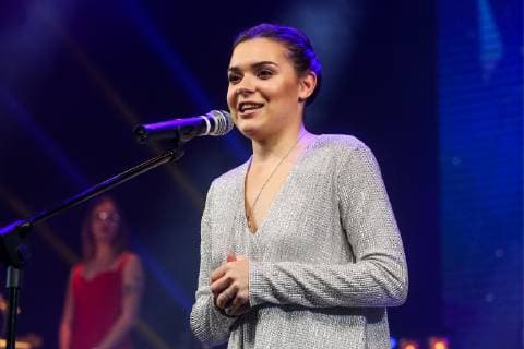 KAZAN, RUSSIA - NOVEMBER 23, 2018: Olympic figure skating champion Adelina Sotnikova speaks at the award ceremony for the winners of the Student of the Year 2018 Prize at Volga Region State Academy of Physical Culture, Sport and Tourism; established by the Cabinet of Ministers of Russia s Republic of Tatarstan and the Russian Union of Youth, the Student of the Year Prize is awarded annually in a number of categories to higher education students who win three rounds of competitions. Yegor Aleyev TASS  TS098890