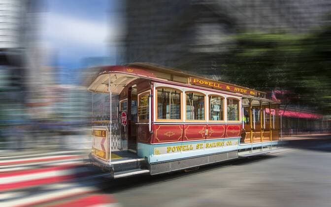 Fast moving cable car in San Francisco, California, United States of America, North America Copyright: TomsxAuzins 1276-458