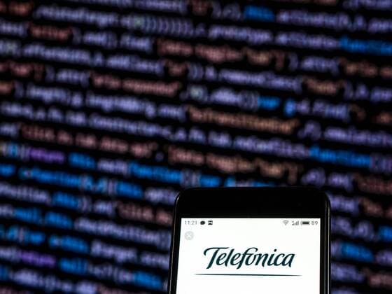 November 28, 2018 - Kiev, Ukraine - Telefonica Telecommunications company logo seen displayed on smart phone. Kiev Ukraine - ZUMAs197 20181128_zaa_s197_163 Copyright: xIgorxGolovniovx