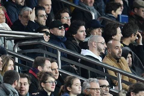 PAP11182064 Parc des Princes, le 28.11.2018 Leonardo Di Caprio , sa compagne Camila Morone et Mick Jagger assistent au match PSG-Liverpool 232823 2018-11-28 PARIS France  Copyright: xPapixsx xStarfacex STAR_232823_001
