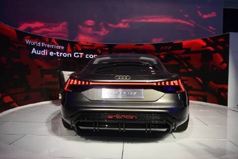 The new 2020 Audi e-tron GT concept car that will be coming out late 2020 on display during the 2018 Los Angeles Auto Show media day Wednesday Nov 28,2018. The show opens to the public Friday Nov 30th at the Los Angeles Convention Center.. . Los Angeles U.S. - ZUMAbl1_ 20181128_zaf_bl1_054 Copyright: xGenexBlevinsx