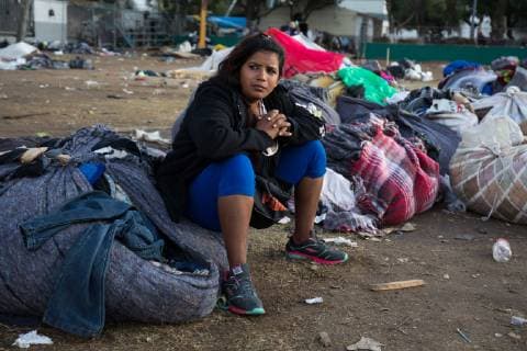 December 1, 2018 - Tijuana, Mexico - MIGRANTS MOVING SHELTER IN TIJUANA. Mexican officials move the migrants from Honduras from shelter close to the boarder to shelter furtherer away. Scenes of ghost town inside original shelter. Erika Garcia sits in now empty refugee camp Tijuana Mexico - ZUMAc109 20181201_zap_c109_008 Copyright: xRachelxCerettox