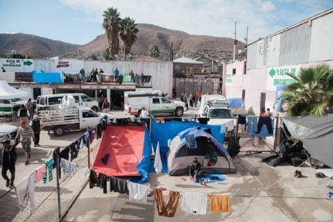 Tents are set up in a new shelter on December 2, 2018, in an area known as El Barretal in Tijuana, Mexico. The shelter can house 3,000 migrants and is about 30 minutes away from Benito Juarez migrant shelter that is closer to the border.  TJ20181202013 ARIANAxDREHSLER