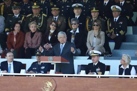 December 2, 2018 - EUM20181202NAC06.JPG.CIUDAD DE MEXICO. Presidency Presidencia-AMLO.- 2 de diciembre de 2018.- El presidente y Comandante Supremo de la Fuerzas Armadas, Andres Manuel Lopez Obrador, convoco al Ejercito, Marina y Fuerza Aerea Mexicana a sumarse a la Guardia Nacional para resolver el problema de la inseguridad y de la violencia, durante la ceremonia de salutacion de las Fuerzas Armadas, en el Campo Marte. Foto: Agencia EL UNIVERSAL RCC.  - ZUMAu78_ 20181202_zaf_u78_047 Copyright: xBerenicexFregosox