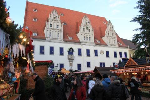 A giant advent calendar is seen on the town hall of Meissen, Germany, on December 2, 2018. (CTKxPhoto MartinxWeiser) CTKPhotoP201812020192501 