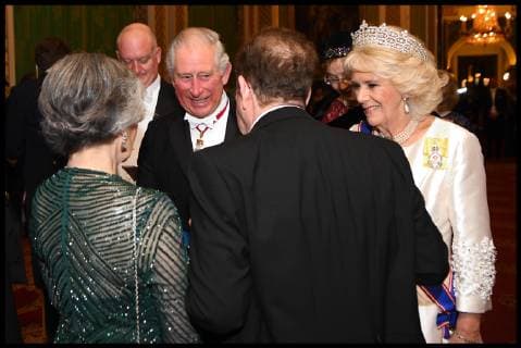 . 04 12 2018. London, United Kingdom. Diplomatic Reception. The Prince of Wales and the Duchess of Cornwall attend an evening reception for members of the Diplomatic Corps at Buckingham Palace in London...  xi-Imagesx xPoolx IIM-18966-0019