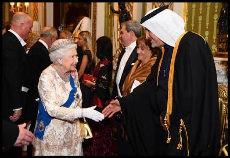 . 04 12 2018. London, United Kingdom. Diplomatic Reception. Queen Elizabeth II greets the ambassador of Qatar at an evening reception for members of the Diplomatic Corps at Buckingham Palace in London..  xi-Imagesx xPoolx IIM-18966-0024