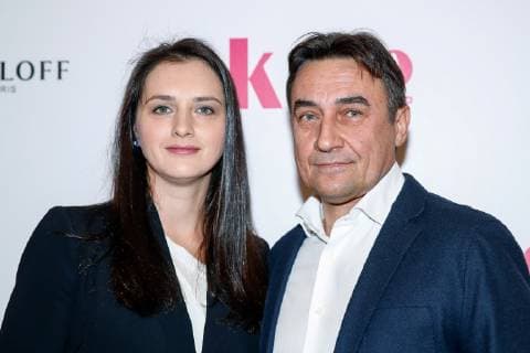 MOSCOW, RUSSIA - DECEMBER 5, 2018: Actor Kamil Larin (R) with wife Yekaterina ahead of a ceremony to present the Event of the Year 2018 prize held by the Cinema Reporter magazine at Illusion Cinema. Cinema Reporter is a new magazine that was established by the editorial staff of the Russian version of The Hollywood Reporter magazine. Artyom Geodakyan TASS  TS099F30