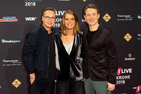 Bochum Germany 06 12 2018 1Live Crown 2018 Matthias Opdenhövel Jessy Wellmer and Alexander Bommes on the red carpet of the 1Live Crown DeFodi001