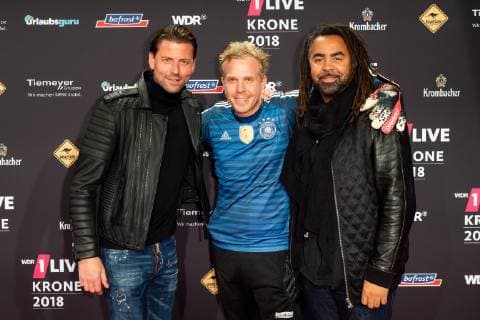 Bochum Germany 06 12 2018 1Live Crown 2018 Roman Weidenfeller Daniel Danger and Patrick Owomoyela on the red carpet of the 1Live Crown DeFodi001