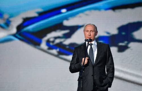 MOSCOW, RUSSIA - DECEMBER 7, 2018: The Chairman of the Board of Trustees of the Russian Geographical Society Russia s President Vladimir Putin at the 2018 Russian Geographical Society Prize award ceremony at the State Kremlin Palace. Alexei Druzhinin Russian Presidential Press and Information Office TASS  TS09A526
