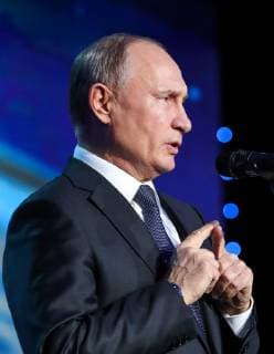 MOSCOW, RUSSIA - DECEMBER 7, 2018: The Chairman of the Board of Trustees of the Russian Geographical Society Russia s President Vladimir Putin at the 2018 Russian Geographical Society Prize award ceremony at the State Kremlin Palace. Mikhail Klimentyev Russian Presidential Press and Information Office TASS  TS09A539