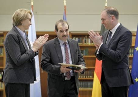 Award of the German French Prize for Human Rights and the Rule of Law to Anwar al Bunni of Syria with Niels Annen Minister of State at the Foreign Office and the French Ambassador Anne Marie Decotes Berlin 10 12 2018 Berlin Germany Copyright: xThomasxKoehler photothek.netx