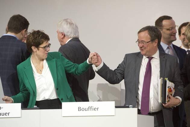 Annegret KRAMP KARRENBAUER CDU Chairwoman Armin LASCHET State Premier of North Rhine-Westphalia say goodbye 31 CDU Party Congress 2018 in Hamburg from 6 8 12 2018 08 12 2018